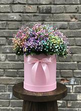 Цветочная композиция из Гипсофила и Розы в шляпной коробке #REPLACE_PRED# Посёлок государственного племенного завода «Константиново»