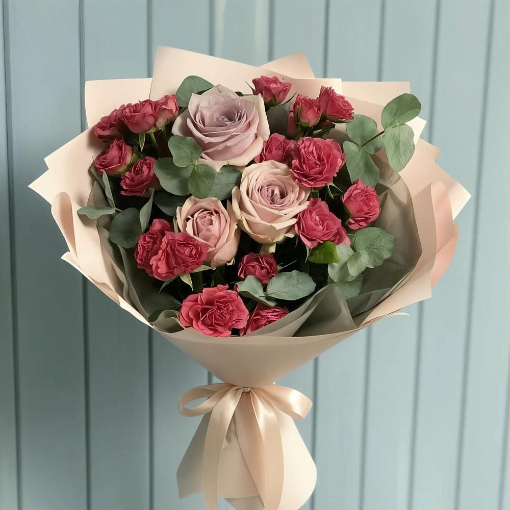 Букет цветов из: Гвоздики и Розы в Посёлок государственного племенного завода «Константиново»