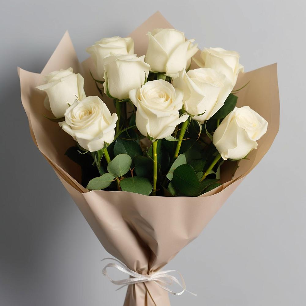 Букет 9 Белых роз Эдлесс Лав в Посёлок государственного племенного завода «Константиново»