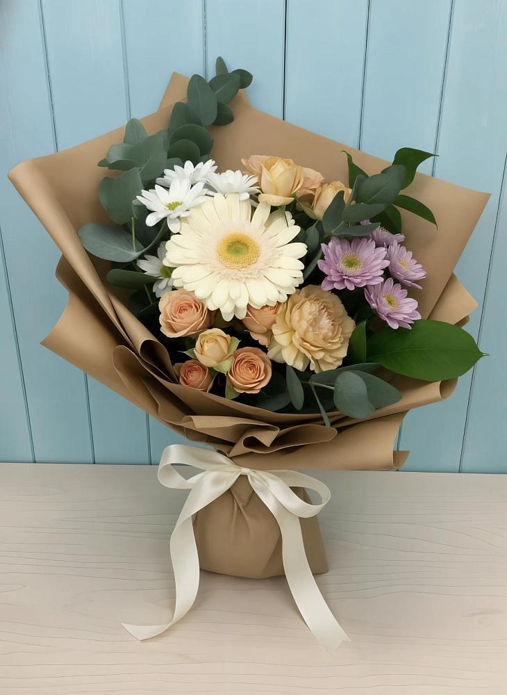 Букет цветов из: Герберы и Хризантемы в Посёлок государственного племенного завода «Константиново»