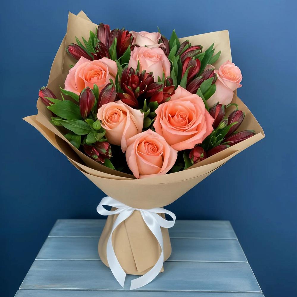 Букет цветов из: Розы и Альстромерии в Посёлок государственного племенного завода «Константиново»