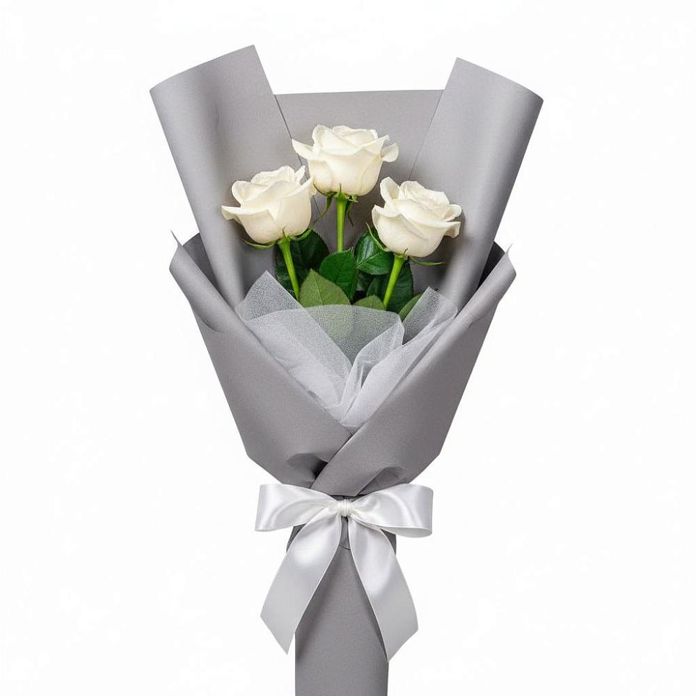 Букет 3 белые розы в Посёлок государственного племенного завода «Константиново»