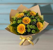 Букет цветов из:  Герберы и Хризантемы в Посёлок государственного племенного завода «Константиново»