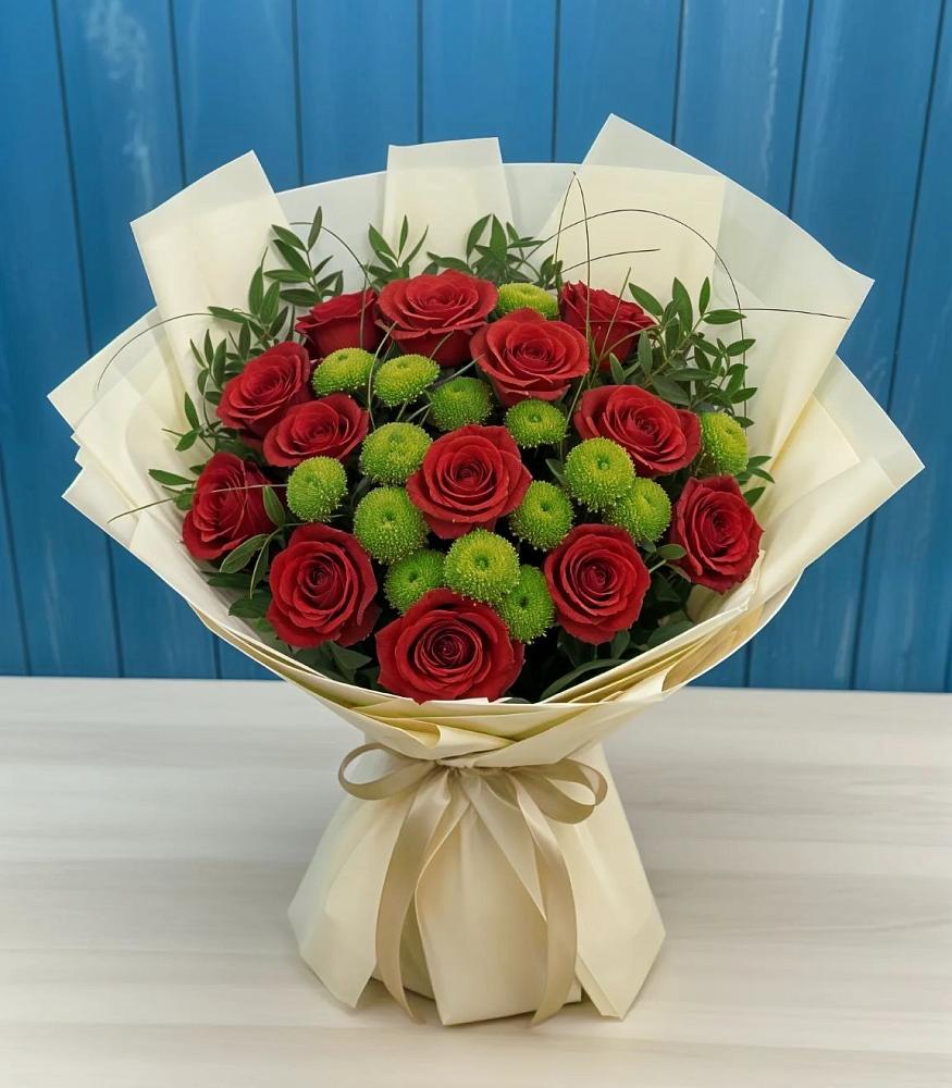 Букет цветов из: Розы и Хризантемы в Посёлок государственного племенного завода «Константиново»