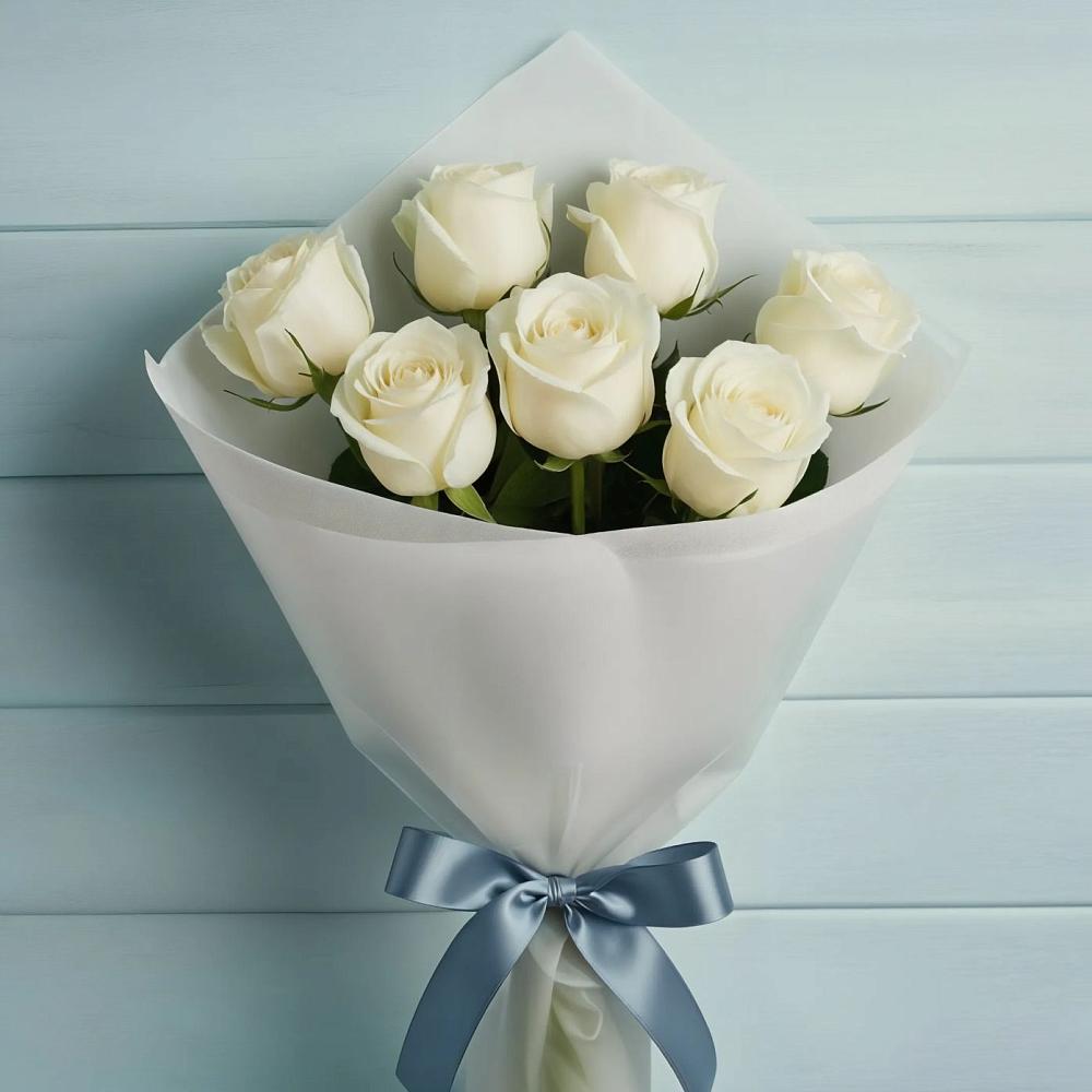 Букет 7 Белых роз Эдлесс Лав в Посёлок государственного племенного завода «Константиново»
